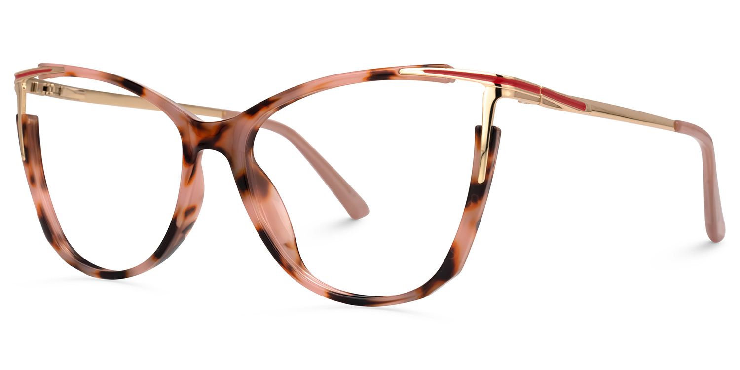 Eirlys - Cat Eye Pink/Tortoise Eyeglasses | Vooglam Front View