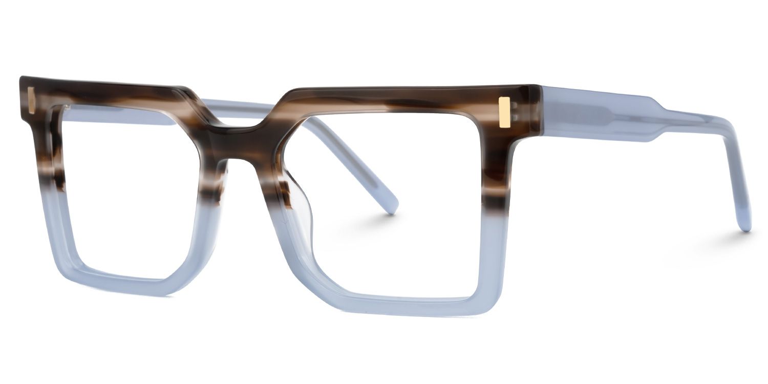 Nadie - Square Brown/Blue Eyeglasses | Vooglam Front View