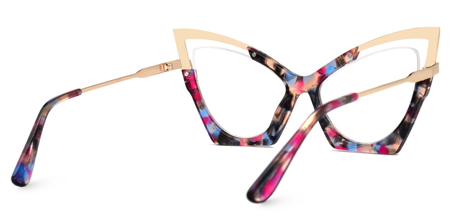 Emiko - Cat Eye Floral Eyeglasses | Vooglam Side View