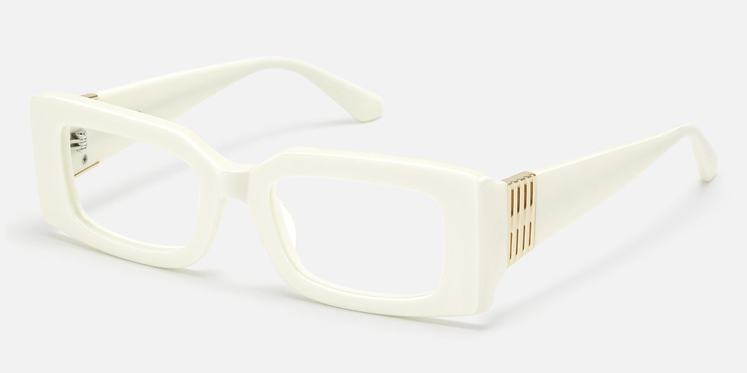 Aurelia - Bold Off White Gold Accent Glasses | Vooglam Front View