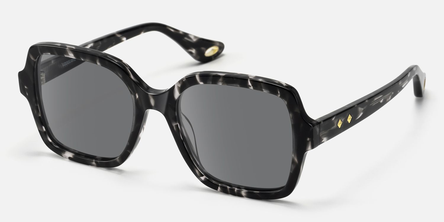 Meridian - Oversized Boho Square Black Sunglasses | Vooglam Front View