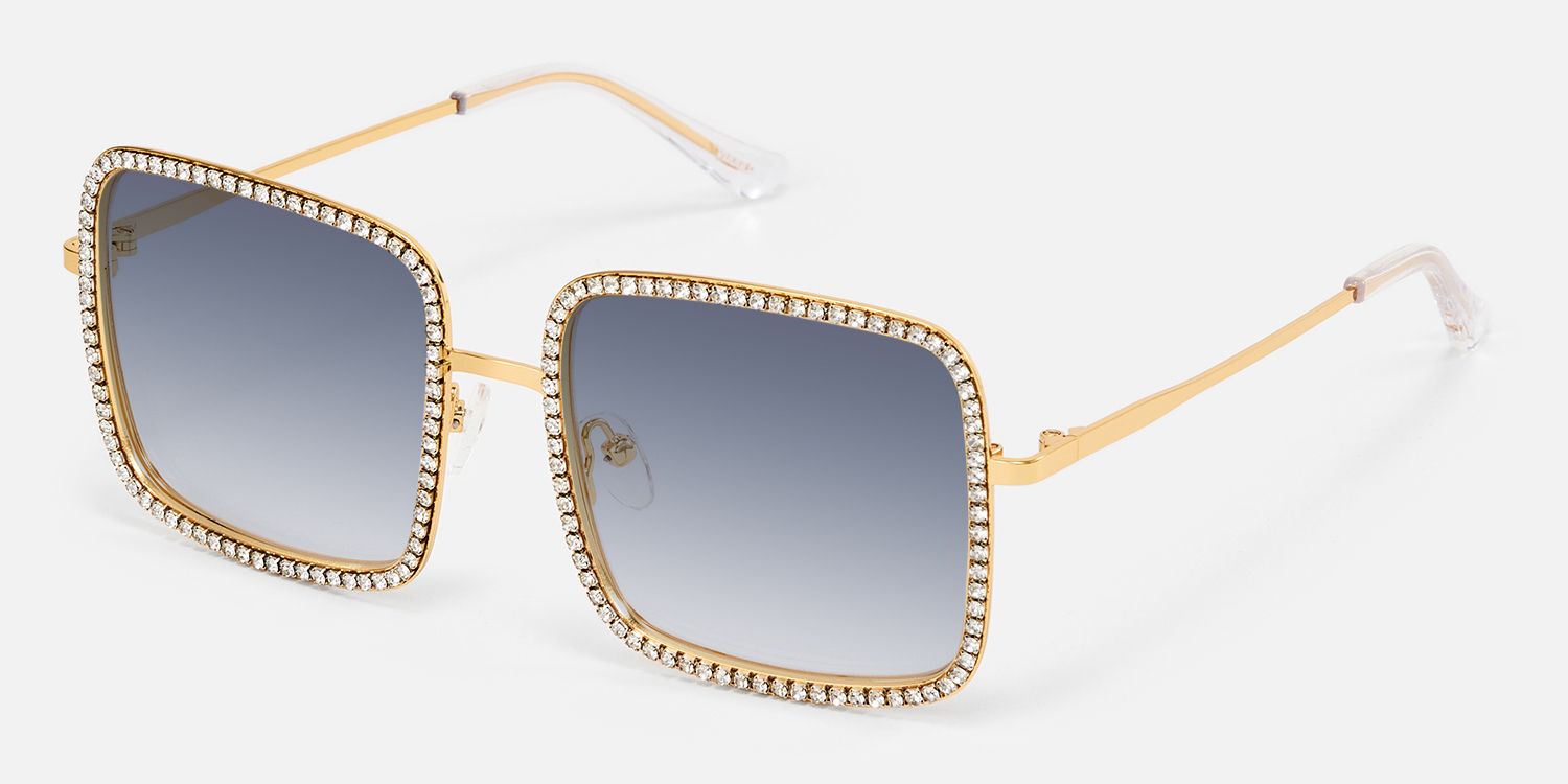Kafele - Square Gold Sunglasses | Vooglam Front View