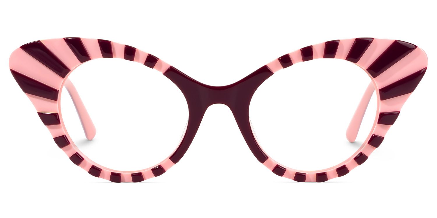 Kiele - Cat Eye Pink/Purple Pattern Eyeglasses | Vooglam Angle View
