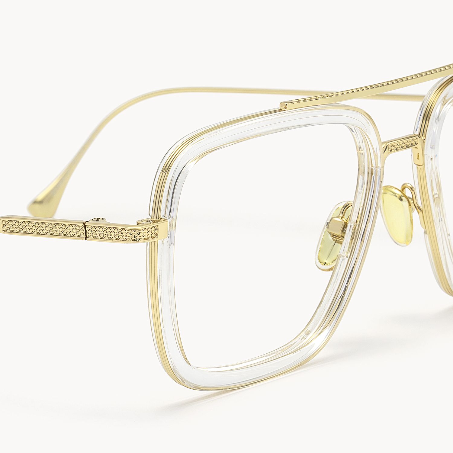 Alvira Clear Aviator Glasses Gold Frame Vooglam
