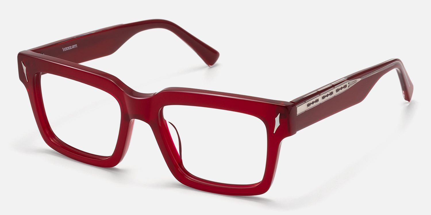 Razor - Rectangle Red Eyeglasses | Vooglam Front View