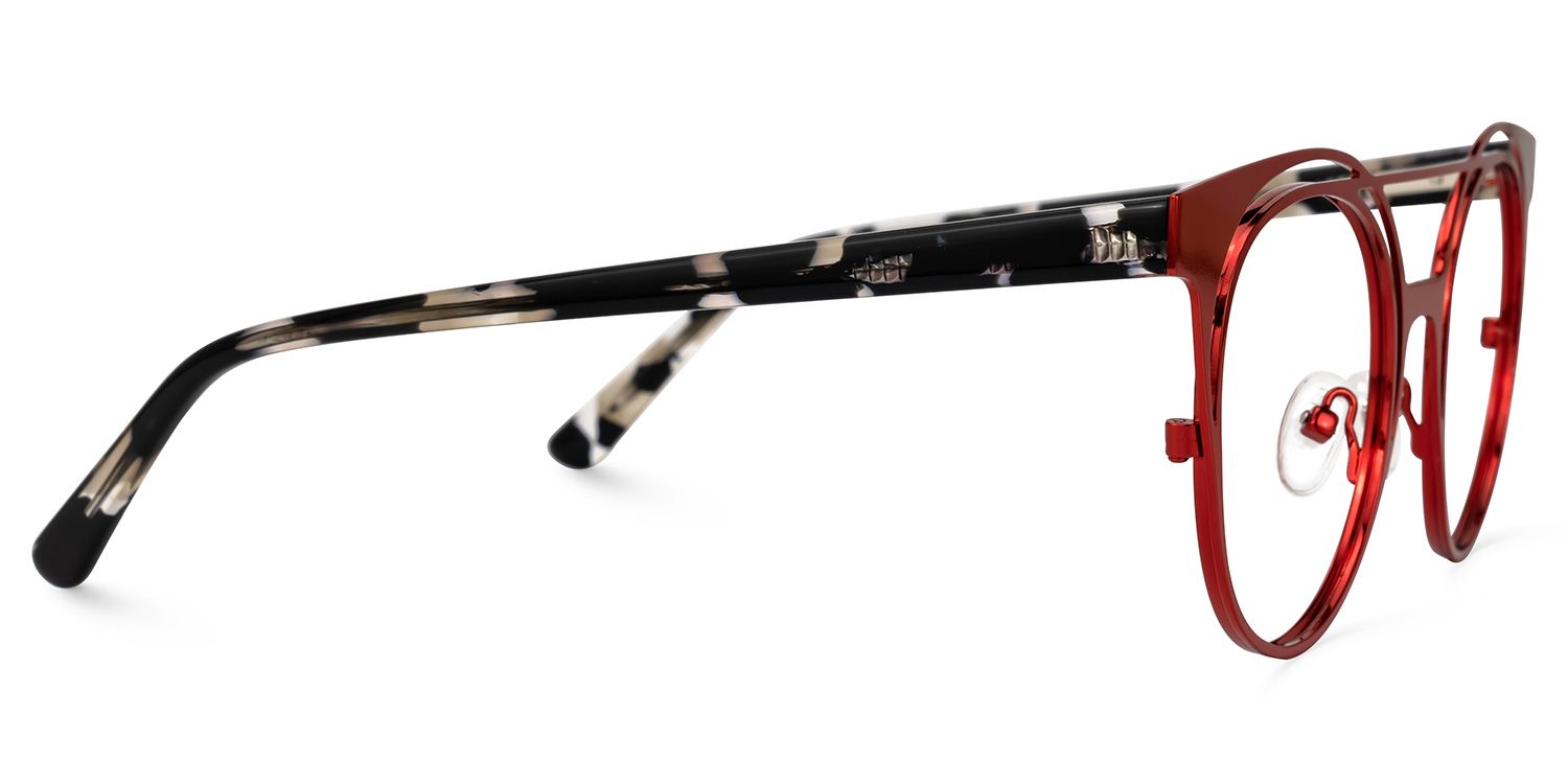 Afrodille - Round Red Eyeglasses | Vooglam 4