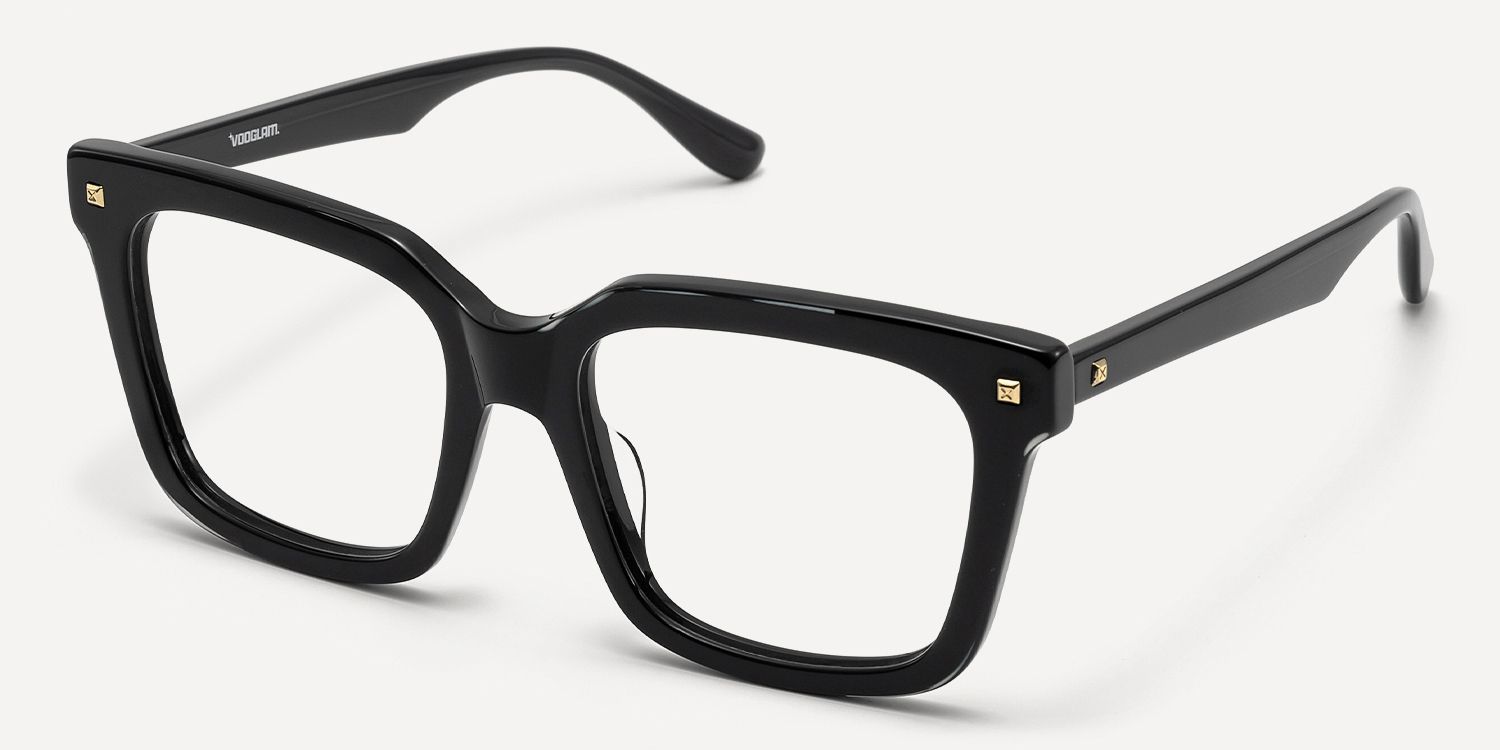 Taffeta - Square Black Eyeglasses | Vooglam Front View