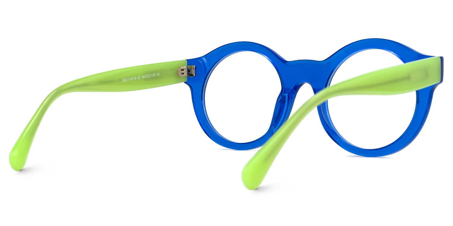 Elefteria - Round Blue Eyeglasses by Vooglam - Side View