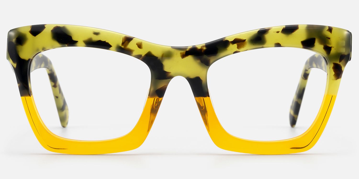 Sienna - Bold Tortoise & Yellow Rectangle Frames | Vooglam Angle View