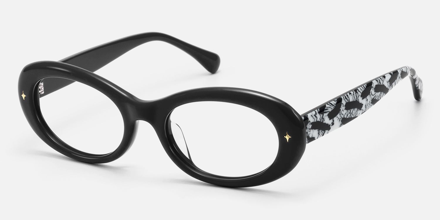 Vexa- Black Chunky Zebra Print Glasses | Vooglam Front View