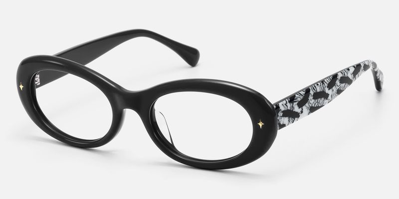 Vexa- Black Chunky Zebra Print Glasses | Vooglam