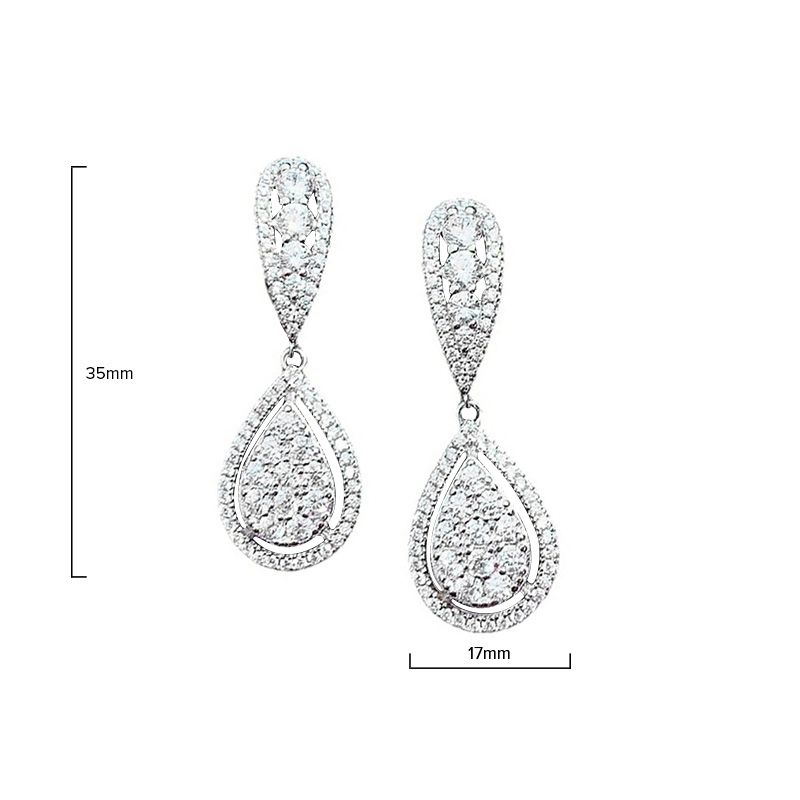 Cute Diamond White Round Pierced Earrings by Vooglam - Angle View