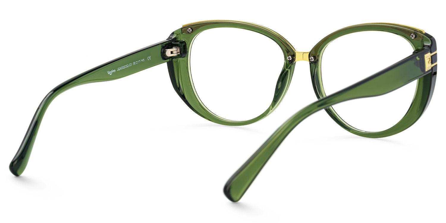 Bessie - Retro Green Oval Glasses Bold Eclectic Style | Vooglam Side View