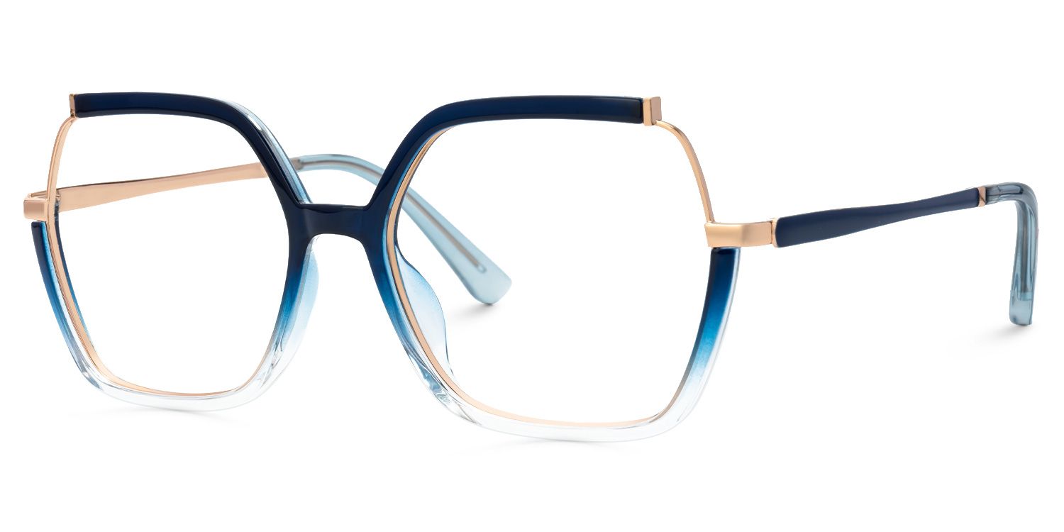 Nahla - Square Blue Eyeglasses | Vooglam Front View