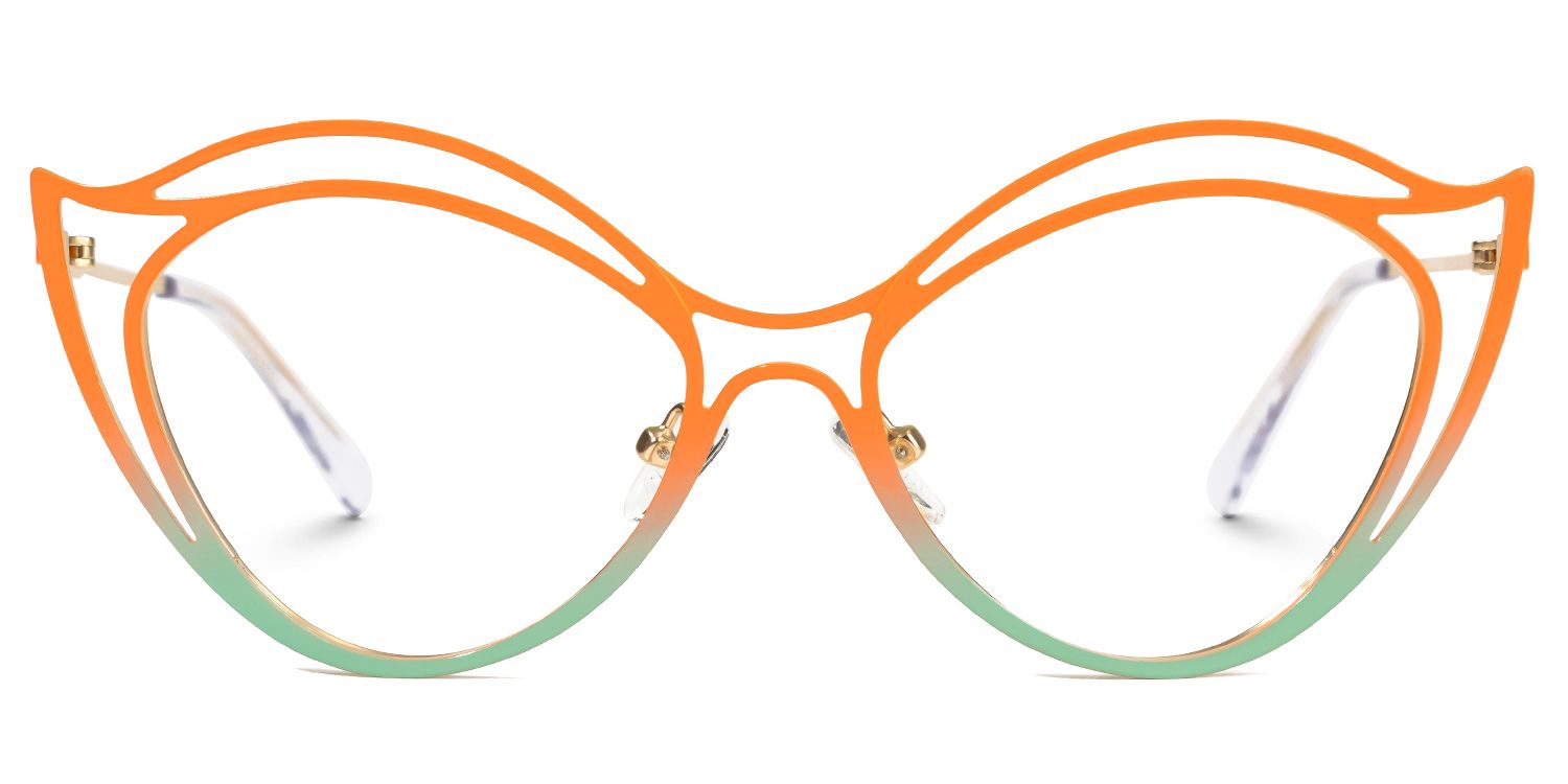 Hilleary - Geometric Orange/Green Eyeglasses | Vooglam Angle View