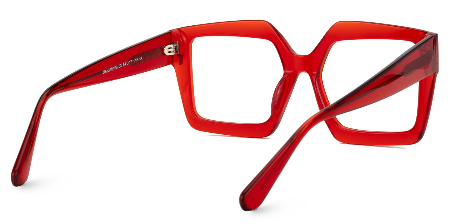 Faustine - Square Red Eyeglasses | Vooglam Side View