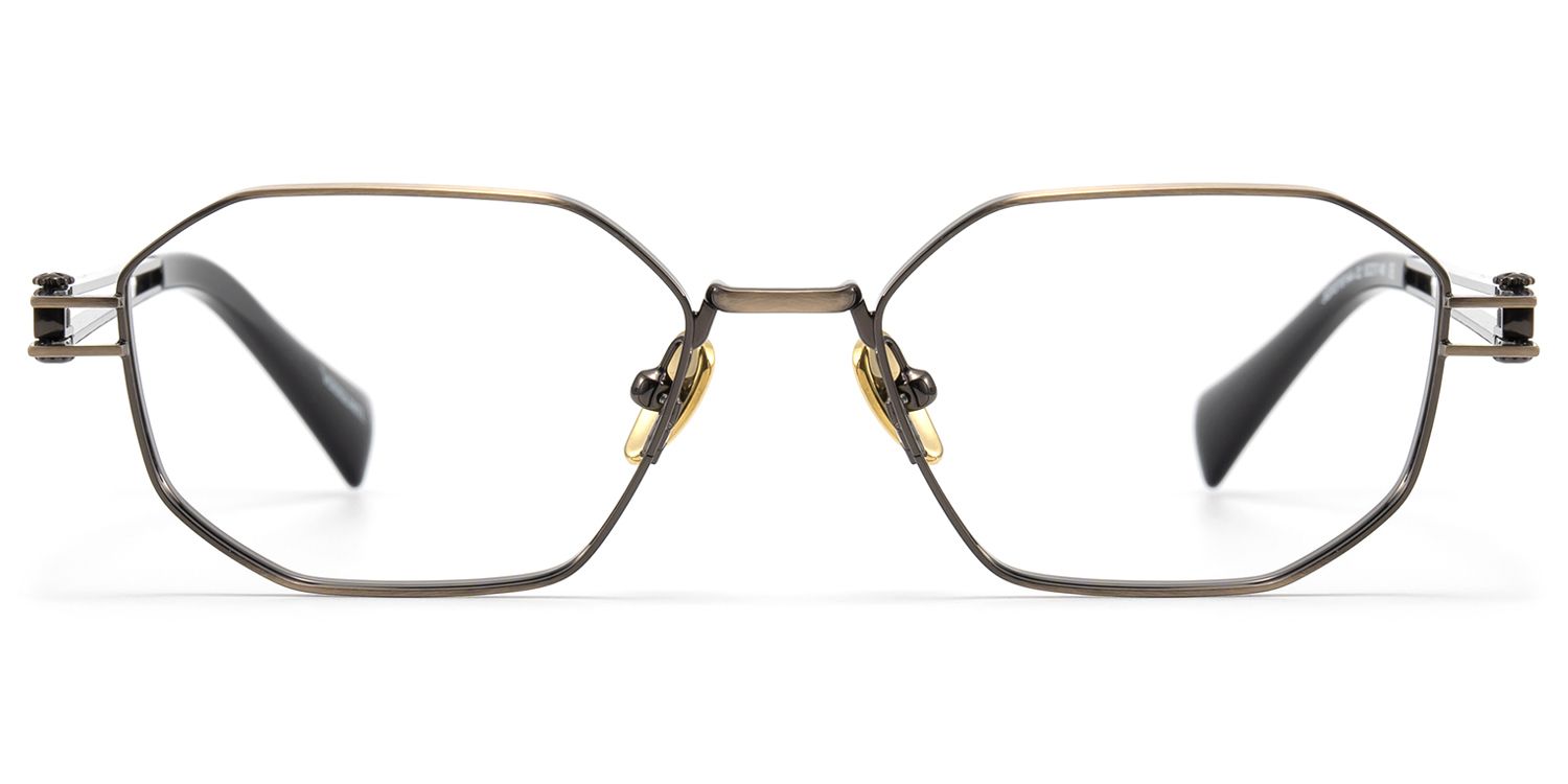 Frame Size of Loos - Gold Double Wire Temple Geometric Glasses| Vooglam