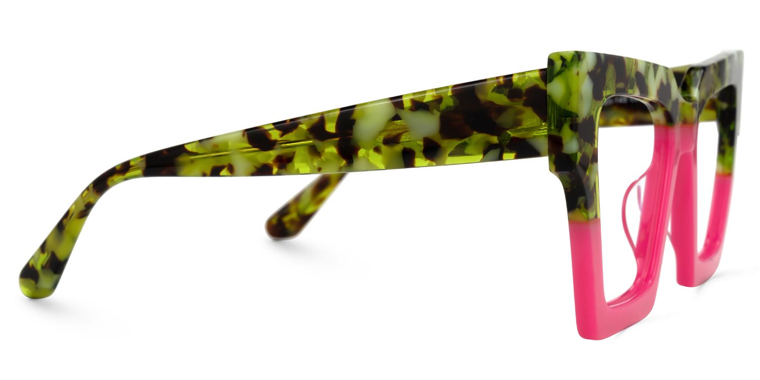 Eleora - Square Pink/Tortoise Eyeglasses by Vooglam - Product View 4