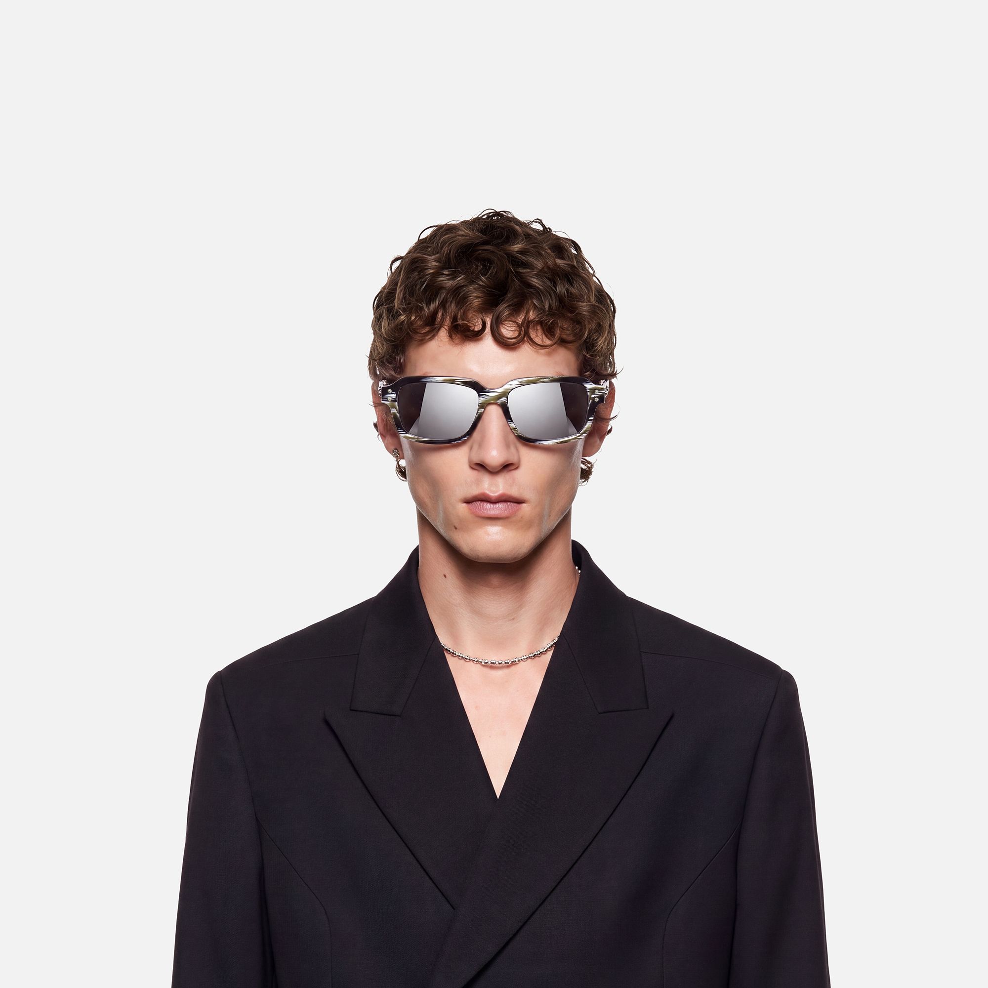 Anacortes - Silver Mirrored Horn Rim Guitar Shades by Vooglam - Lifestyle Look