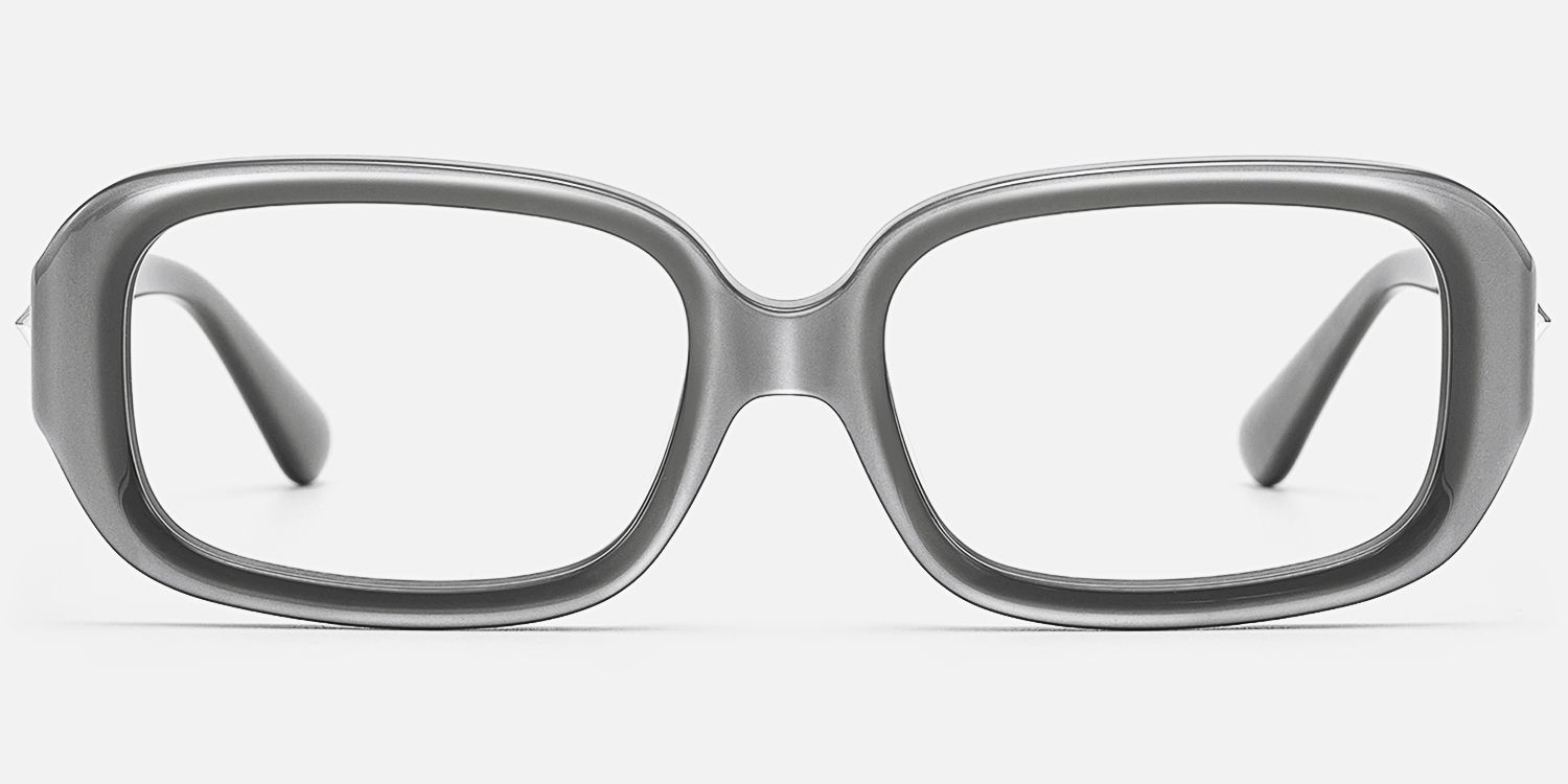Prism - Pearlescent Silver Star Rectangle Glasses by Vooglam - Angle View