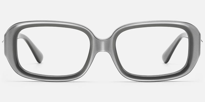 Prism - Pearlescent Silver Star Rectangle Glasses by Vooglam