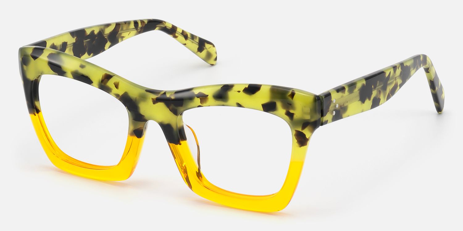 Sienna - Bold Tortoise & Yellow Rectangle Frames | Vooglam Front View