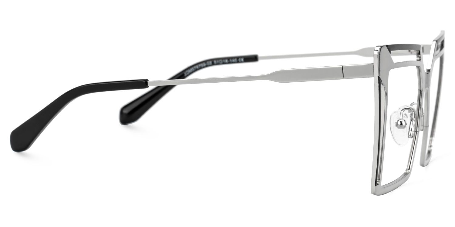 Fidelity - Square Black/Silver Eyeglasses | Vooglam 4