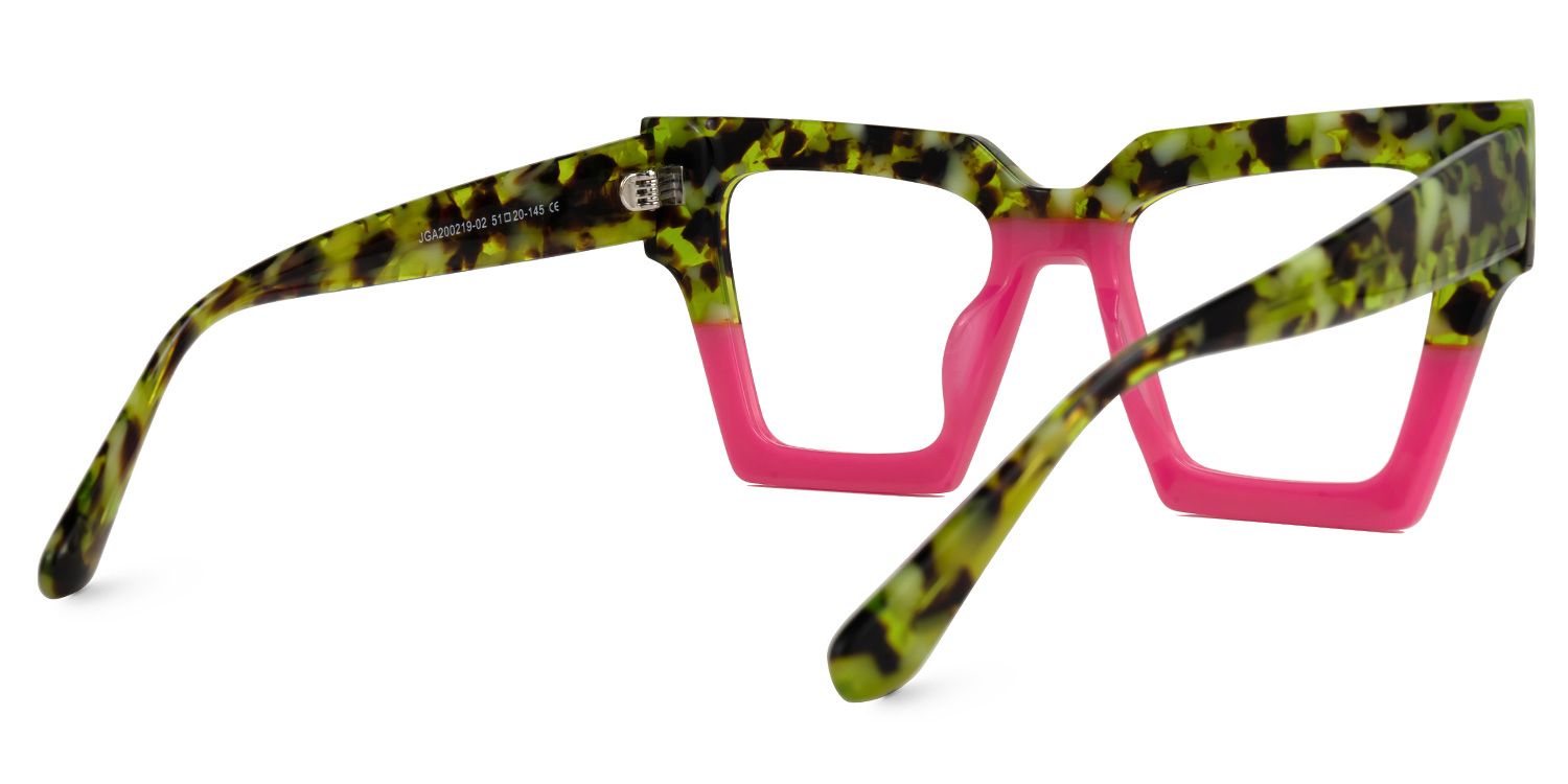 Eleora - Square Pink/Tortoise Eyeglasses by Vooglam - Side View