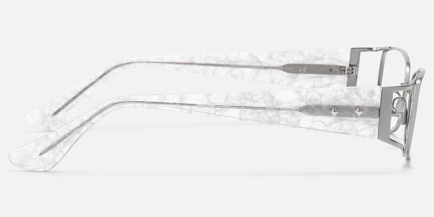 Wren - City to Festival Rectangle Silver Glasses | Vooglam Side View
