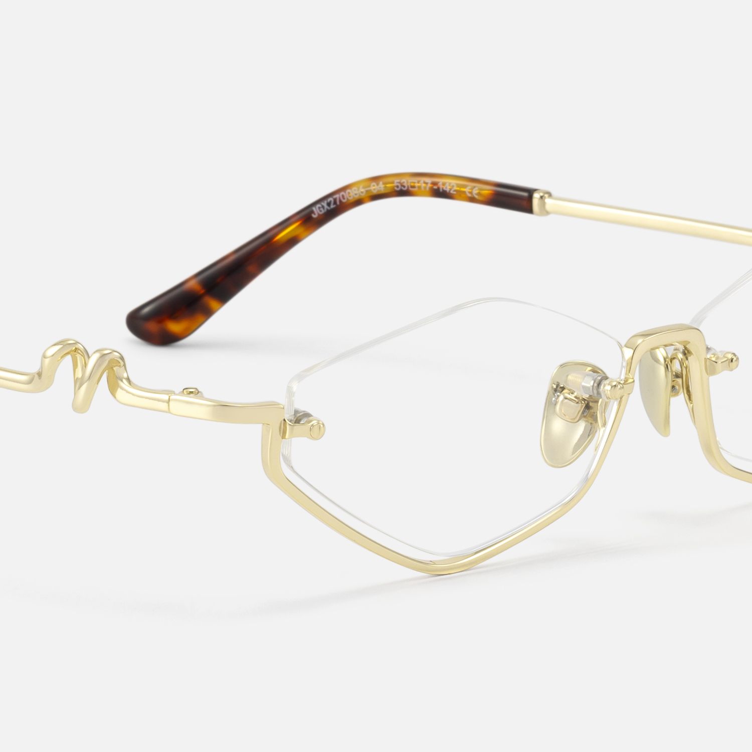 Niseko by Vooglam x Mona Artist Collab: unique octagon glasses that masterfully blend shiny gold under rim and reverse half rim styles