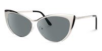 Annabelle - Sleek Silver Cat Eye Sunglasses | Vooglam Front View