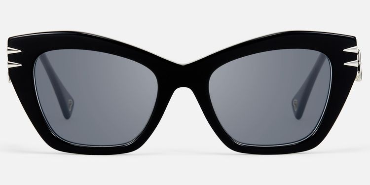 Manon - Zipper Spike Black Cat Eye Sunglasses by Vooglam