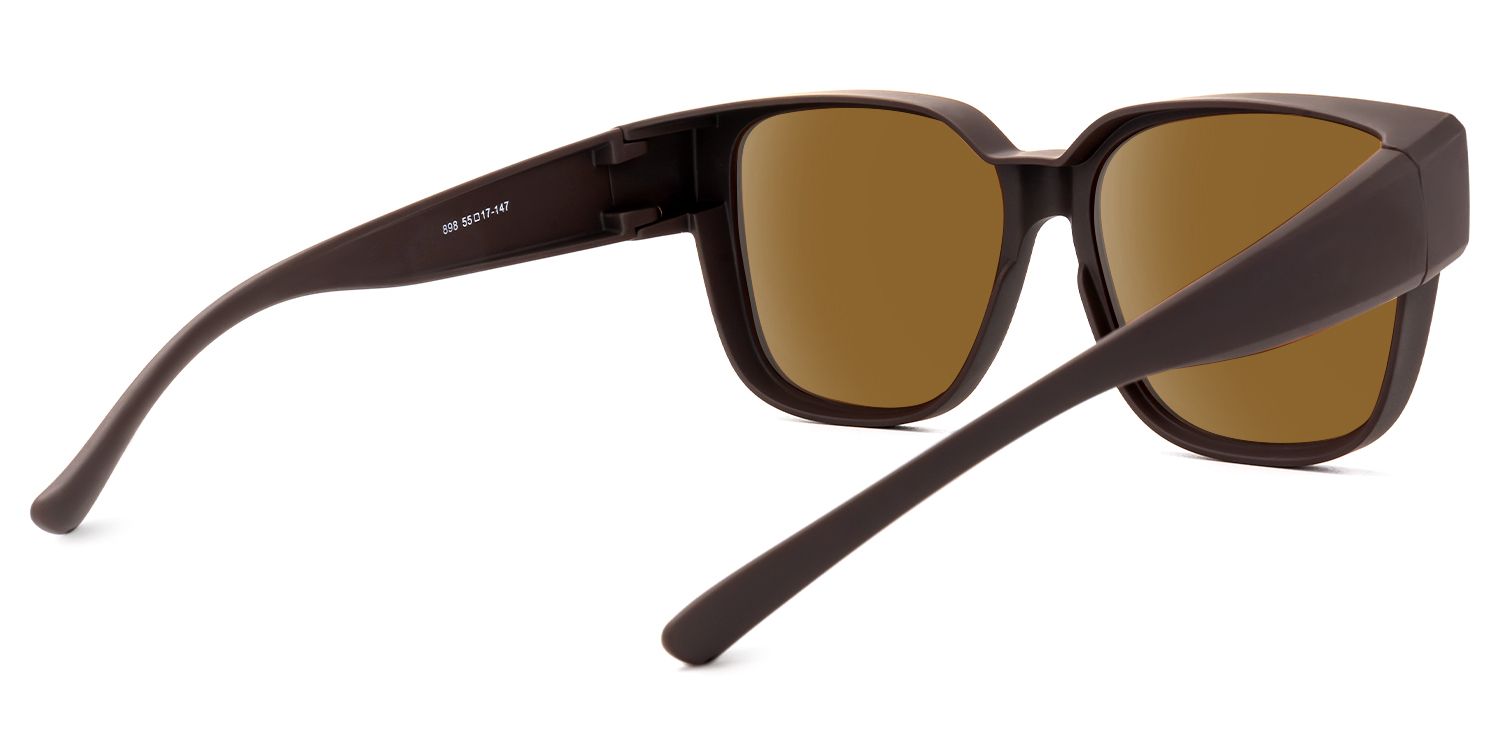 Macayle - Square Brown Fit Over Sunglasses by Vooglam - Side View