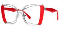 Russell - Square Red Eyeglasses | Vooglam Front View