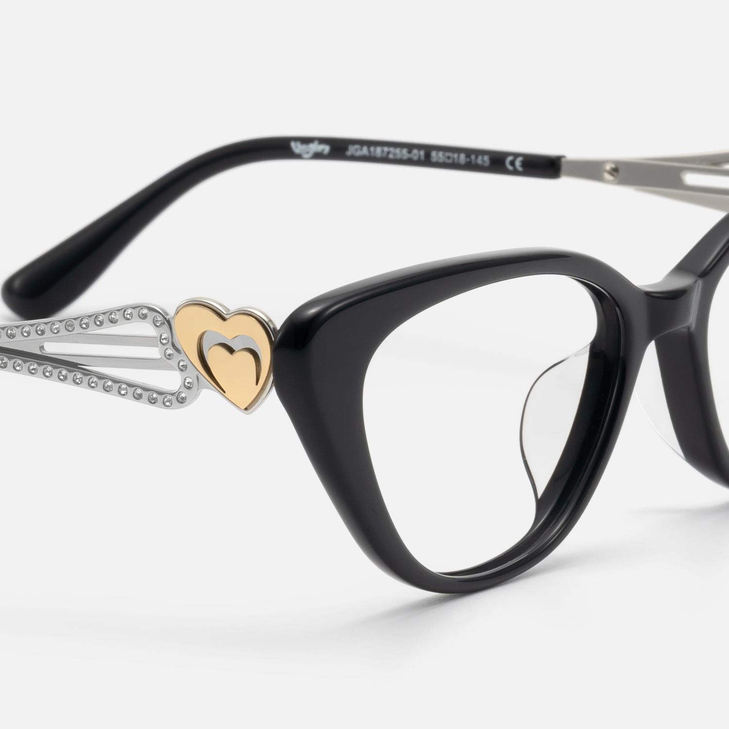 Naoya - Cat Eye Black Eyeglasses | Vooglam Design Details