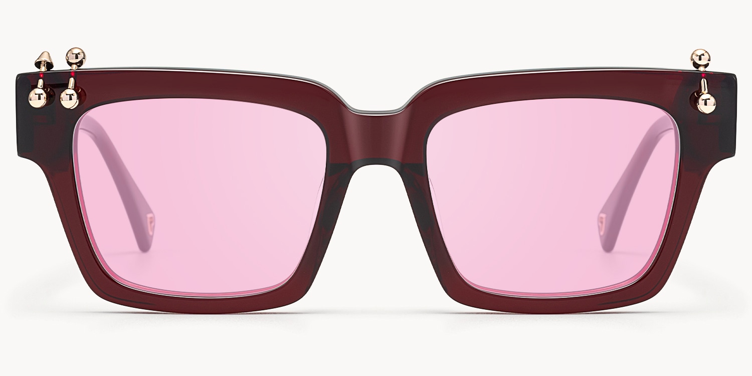 PIERCE - Square Red Sunglasses - 1