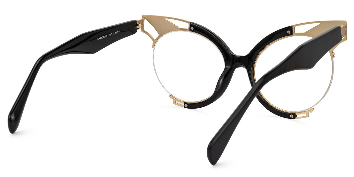 Erika - Round Black Eyeglasses | Vooglam Side View