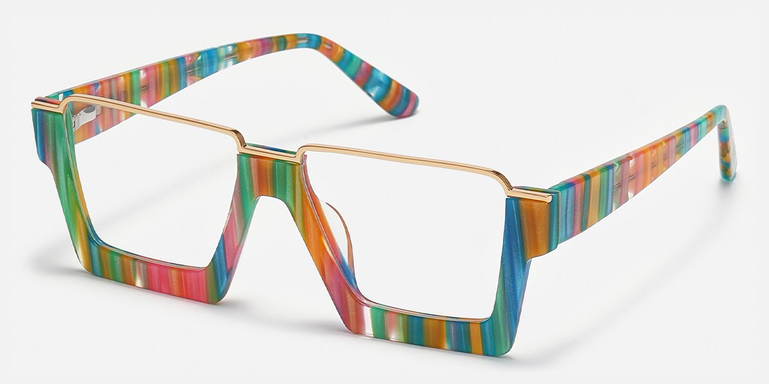 Dardhan - Rectangle Multicolor Eyeglasses | Vooglam Front View