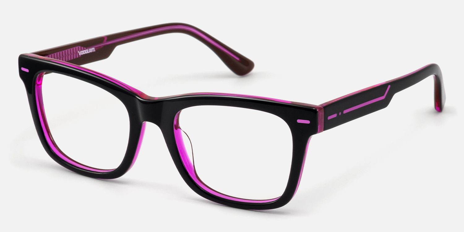Ether - Square Black Eyeglasses | Vooglam Front View