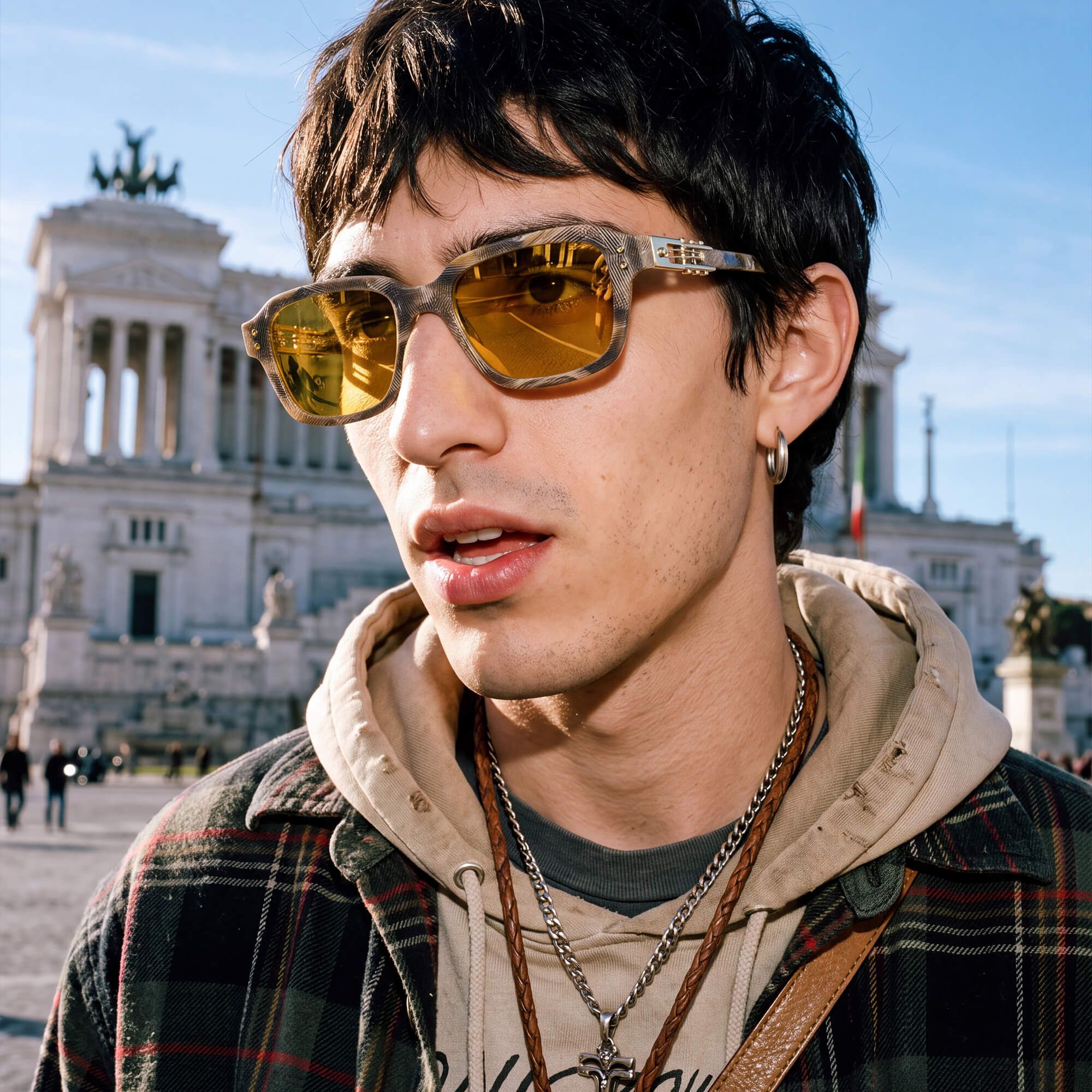 Vooglam Street Style in Real Life: Anacortes - Silver Mirrored Horn Rim Guitar Shades by Vooglam