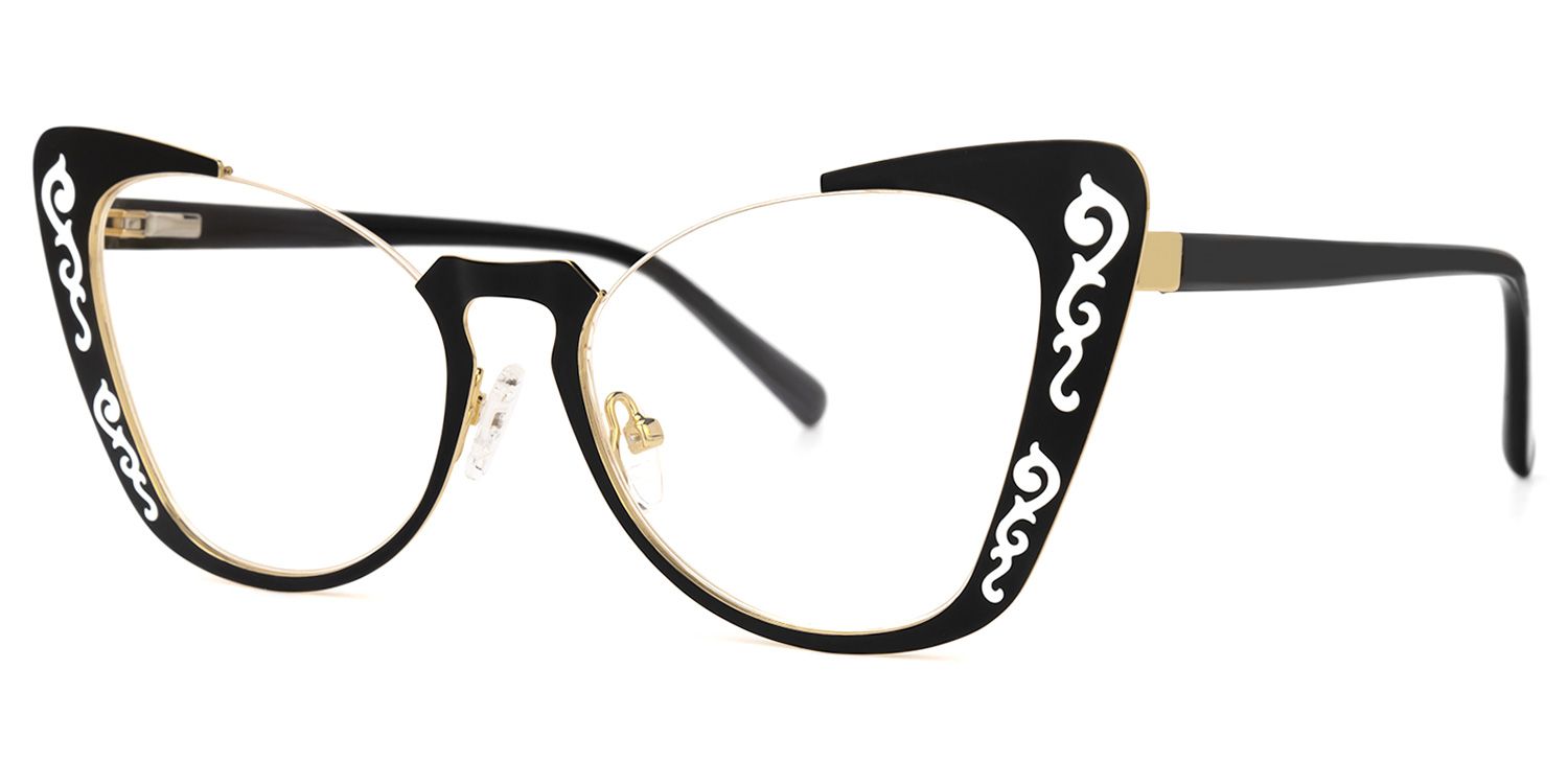Ithran - Cat Eye Black Eyeglasses | Vooglam Front View
