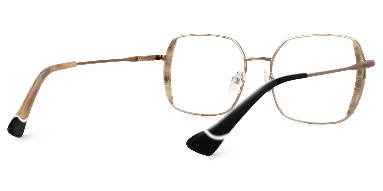 Edimeia - Square Champagne Eyeglasses | Vooglam Side View