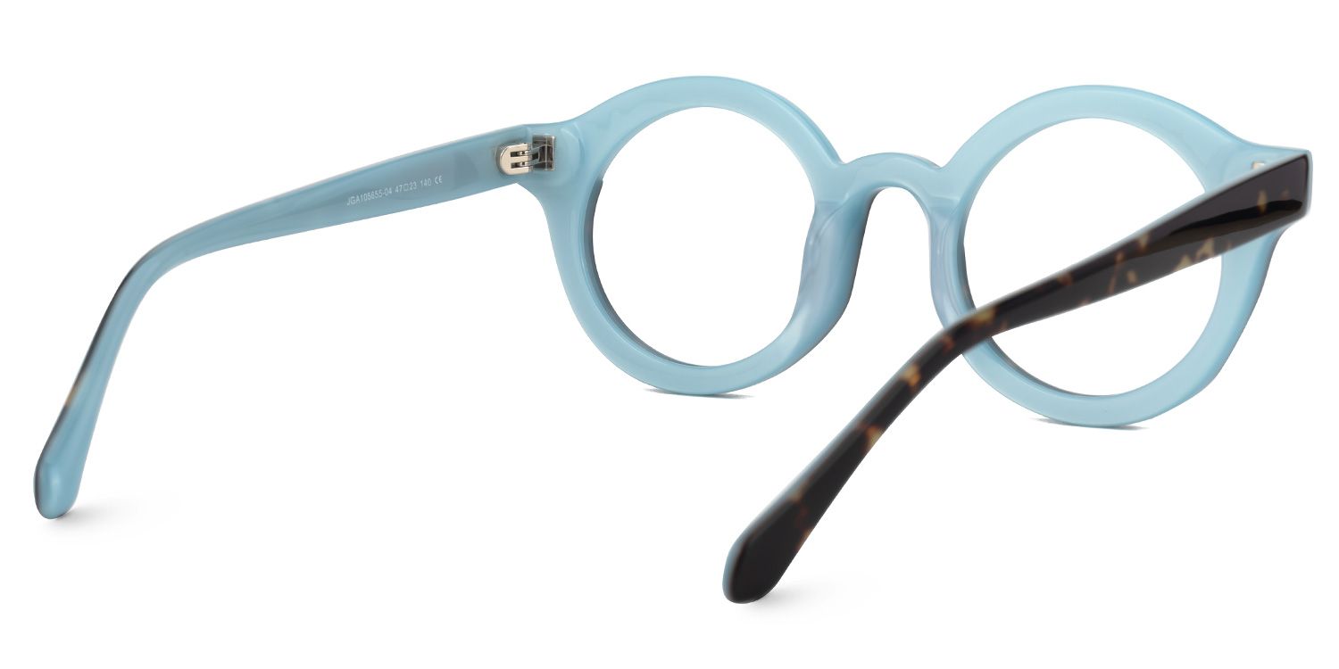 Fahima - Round Blue/Tortoise Eyeglasses | Vooglam Side View