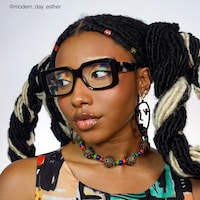 Kente - Rectangle Black Eyeglasses - 7