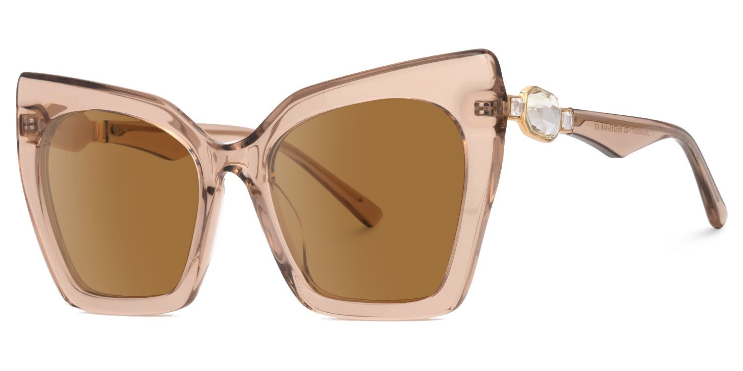 Feliciana - Cat Eye Champagne Sunglasses | Vooglam Front View