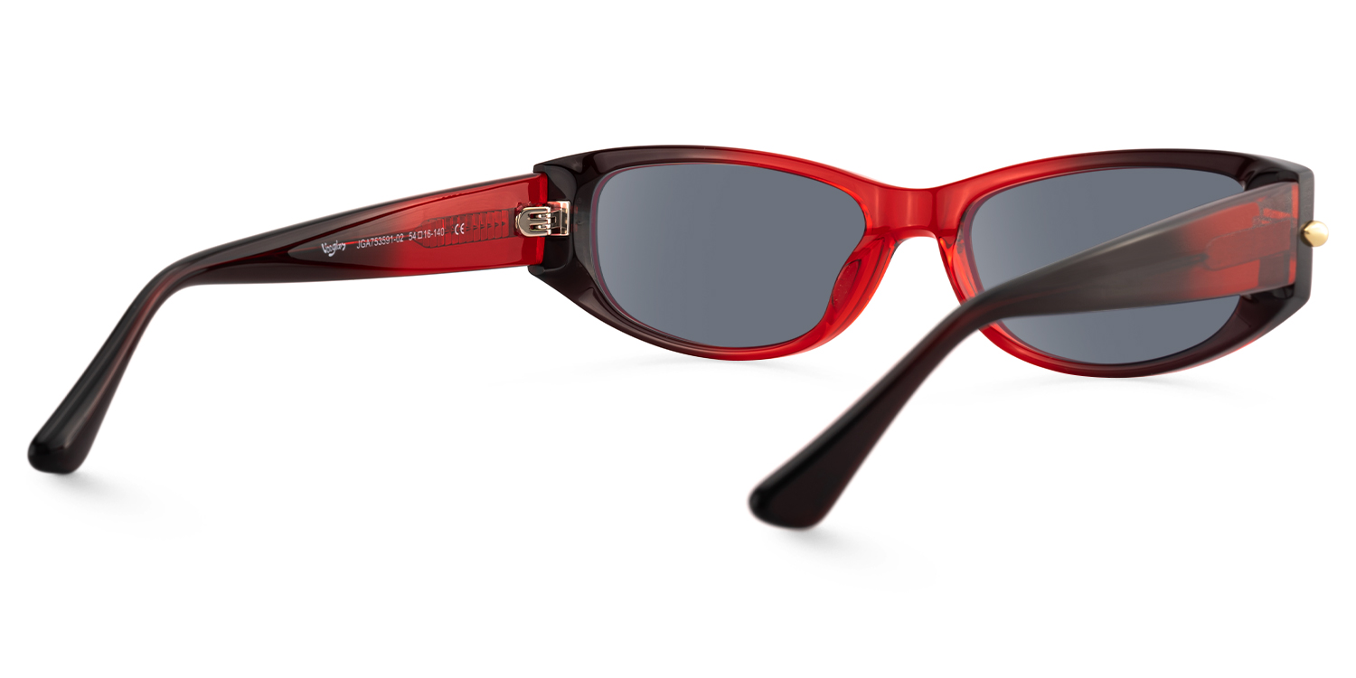 Erica - Rectangle Red Sunglasses - 3