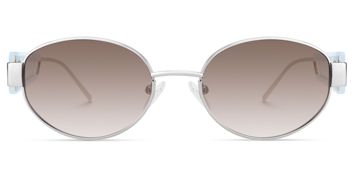 Frame Size of Ember - Oval Silver Sunglasses | Vooglam