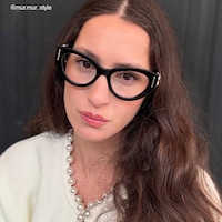 Sadah - Retro Black Cat-Eye Glasses Houndstooth Arms - 11