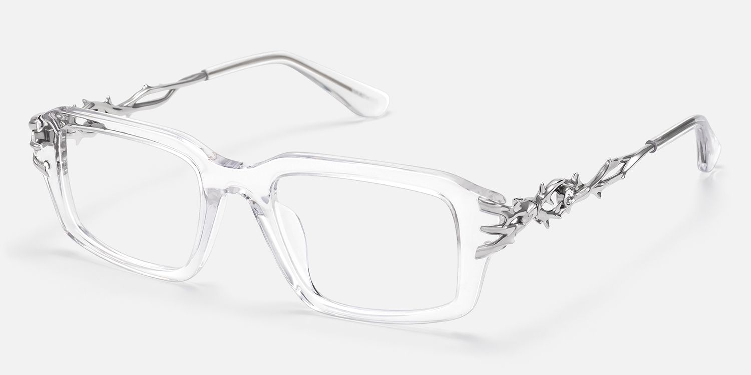 Vorpal - Rectangle Silver Eyeglasses | Vooglam Front View