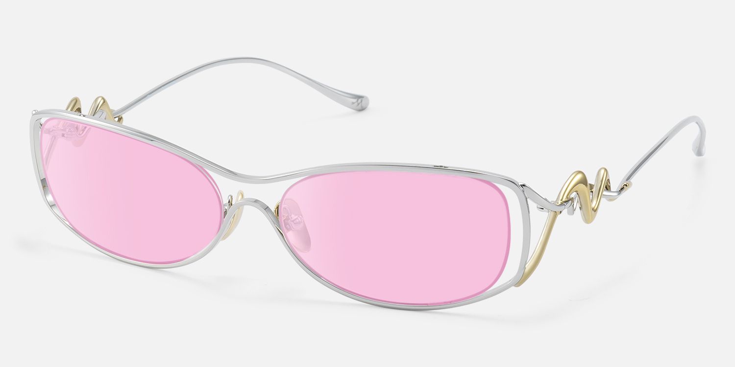 Okinawa - Double Wire Temple & Pink Tint Shades | Vooglam Front View